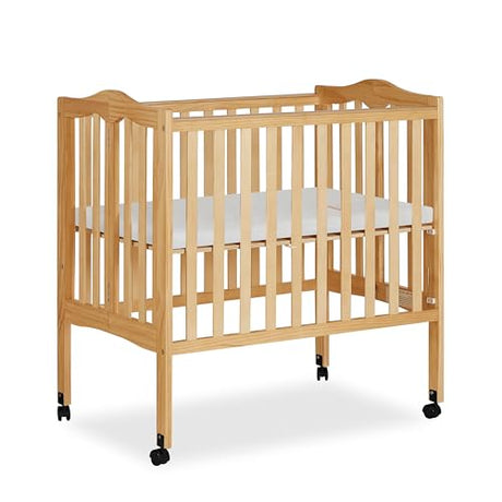 Dream On Me 2-In-1 Lightweight Folding Portable Stationary Side Crib In Natural, Greenguard Gold Certified, Baby Crib To Playpen, Folds Flat For Dream On Me