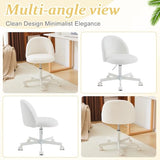 VINGLI Modern Vanity Chair with Back, Velvet Desk Chair for Girls, Small Office Chair with Silent Wheels， Stylish and Comfortable, White VINGLI