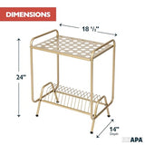 Ilyapa 2-Tier Gold Metal Record Player Stand with 16 Slot Vinyl Record Holder - Honeycomb Design Turntable Shelf with Vinyl Shelf Ilyapa
