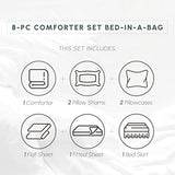 Elegant Comfort 8-Piece Pinch Pleated Comforter Set - All Season Complete Bed in a Bag, Includes 4pc Smart Sheet Set, Bed Skirt, Comforter, Matching Pillowcases and Shams, King/Cal King, Purple Elegant Comfort