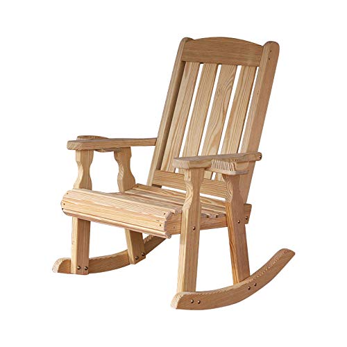 Amish Casual Heavy Duty 600 Lb Mission Pressure Treated Rocking Chair with Cupholders (Unfinished) Amish Casual