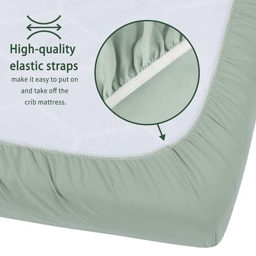 GUNTAIL Baby Crib Sheets for Boys Girls, 2 Pack Fitted Crib Sheet for Standard Crib and Toddler Mattress, Soft Microfiber Baby Sheet 52x28x8in (Brown & Green) GUNTAIL