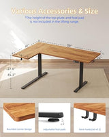 YIHAYO Reversiable L-Shaped Electric Standing Desk, 59 Inches Stand Up Corner Desk, Sit and Stand Up for Work Office Home, Ergonomic Rising Computer Table with Splice Board, Rustic Brown YIHAYO