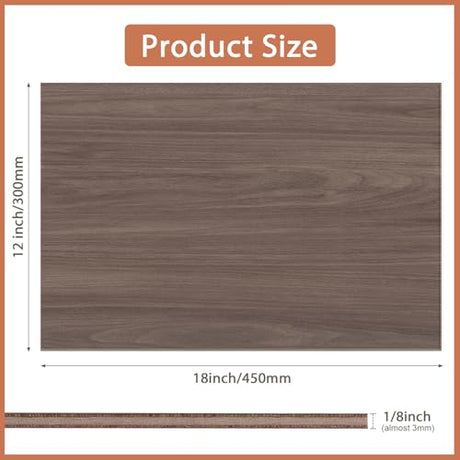 5 Pack Walnut Plywood Sheets 12x18x1/8 Inch, 3mm Plywood for Laser Cutting & Engraving, Unfinished Wood for Crafts, Wood Burning, Architectural Models. VKIZA