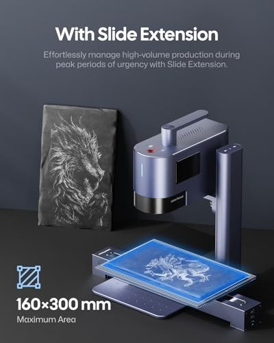 LaserPecker LP5 Smart Dual 20W Fiber + Diode Laser Engraver Cutter with Rotary Extension, Slide Extension & Air Purifier, 3D Embossing, Color Engraving, Ideal for On-site Customization LaserPecker
