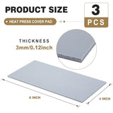 Pushglossy 3 Pcs Silicone Heat Press Cover Pad 1/8" X 4" X 8" Foam Press Mat Accessories Double Sided Use for Hat HTV Transfer Vinyl DIY Small Business (Grey) Pushglossy