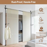 Seamless Room Divider Curtain Rod - No Drilling Space Partition Adjustable Privacy Separator 4-10ft(H) 32-80inch(W) Heavy Duty Temporary Wall Divider Floor to Ceiling Tension Rod, Black SIBRAD