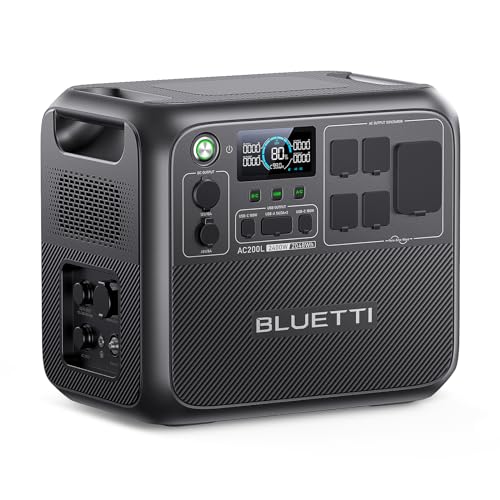 BLUETTI Portable Power Station AC200L, 2400W LiFePO4 Battery Backup, 2048Wh Expandable to 8192Wh, Solar Generator for Home Backup, RV Trailer, Power Outage (Max 1200W Solar Input) - WoodArtSupply