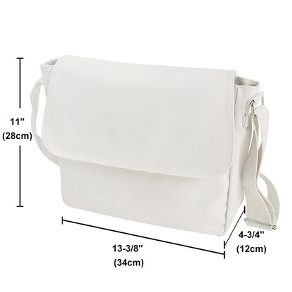 TopTie Classic Canvas Messenger Bag, White Canvas Shoulder Bag Side Bag for Men and Women