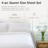 Threadmill Luxury Queen Sheet Set 800 Thread Count for Queen Size Bed - Hotel White Sateen Queen Bed Sheets, Better Than Egyptian Cotton,4 Pc Solid Soft Breathable Bed Set, Fits 16" Deep Pocket Threadmill