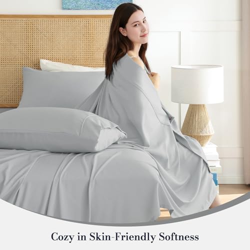 Dreava Grey Twin Sheet Set - Soft Breathable Microfiber Bed Sheets with Extra Deep Pocket, Luxury Hotel Cooling Bedding, Oeko-Tex Certified Wrinkle Free 3 Piece Dreava