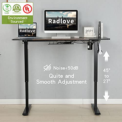 Radlove Electric Height Adjustable Standing Desk, 55 x 24 Inches Sit Stand up Workstation, Splice Board Memory Computer Table Ergonomic (Black Frame
