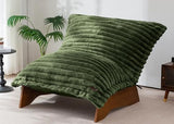 MAXYOYO Adjustable Living Room Chair, Convertible Bean Bag Chair & Recliner with Frame, Removable Cushion Floor Sofa Striped Fabric, Soft Upholstered Lounge for Bedroom, Dorm, Green