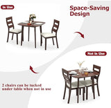 Tangkula Compact Dining Table Set for 2, Wooden Round Kitchen Table & 2 Chairs with Cushioned Seats, 3-Piece Dining Set for Small Spaces, Kitchen, Living Room Tangkula