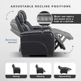 Lexicon Power Double Reclining Sofa, Center Drop-Down Table with Heat/Massage/Headrest/Storage Arms/Cup Holders/LED Lights/Wireless Charging, Top Grain Leather Match Wall Hugger Recliner Sofa, Black