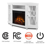 Real Flame Lynette 56" Corner Electric Fireplace TV Stand or TVs up to 55 inches, Entertainment Center with Electric Fireplace, Living Room TV Stand with Fireplace, White Real Flame