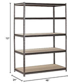 EDSAL Heavy Duty Garage Shelf Steel Metal Storage 5 Level Adjustable Shelves Unit 72" H x 48" W x 24" Deep (Pack of 2) EDSAL