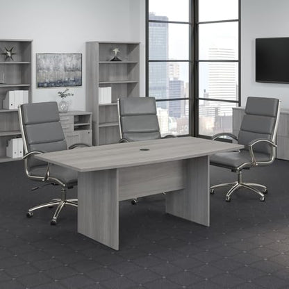 Bush Business Furniture Boat Shaped Conference 4-6 People with Wood Base | Stylish 6 FT Table for Office Boardrooms and Training Rooms, 72W x 36D, Platinum Gray - WoodArtSupply