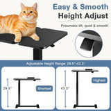 DUMOS Overbed Bedside Table Adjustable with Wheels, Mobile Standing Stand Up Rolling Laptop PC Desks with Tilting Top Height Tray Sofa Side Computer Workstation for Bedroom on Hospital Home Use, Black DUMOS