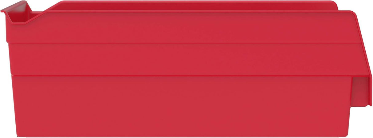 Akro-Mils 30130 Plastic Shelf Bins, Heavy Duty Storage Bins for Garage, Closet, and Drawer Organization, 12-Inch x 6-1/2-Inch x 4-Inch, Red, 12-Pack Akro-Mils
