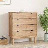 vidaXL OTTA Solid Pine Wood Drawer Cabinet with 4 Drawers, Scandinavian Style, Sturdy Wooden Frame, Spacious Storage, Decorative Top for Display - vidaXL