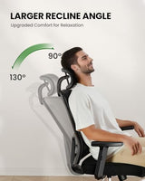 Marsail Ergonomic Office Chair Ergonomic Gaming Chair with Lumbar Support, 2D Headrest, Adjustable Armrests, Contoured Seat Cushion, Computer Desk Chair with Wheels for Home and Office (Dark) Marsail