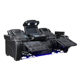 Lexicon Power Double Reclining Sofa, Center Drop-Down Table with Heat/Massage/Headrest/Storage Arms/Cup Holders/LED Lights/Wireless Charging, Top Grain Leather Match Wall Hugger Recliner Sofa, Black