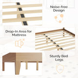 VINGLI Fluted King Bed Frame with headboard and Storage Bench, Boho Wooden Single Platform Panel Bed with Wingback Headboard and 4 Drawers,Mid-Century Modern Sleign Bed,Oak VINGLI