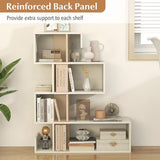 Tangkula 5-Tier S-Shaped Bookshelf – Modern Geometric Display Rack in White for Home & Office Tangkula