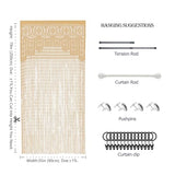 YaoYue Macrame Lace Door String Curtain for Doorways,Room Divider Doorway Hippie Window Panel Room Divider Wall Closet Curtains for Bedroom Closet Door Drapes (35×79in/90×200cm,Champagne) YaoYue