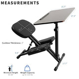 VIVO Kids' Kneeling Chair with 28 x 16 Inch Desk, Young Student Height Adjustable Posture Stool with Tilting Table for Home Study, Max 110 lbs, Black Cushions, Dark Wood Desktop, DESK-KN02D VIVO