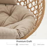 RUN.SE Hanging Egg Chair with Stand, Outdoor Indoor Egg Swing Chair with Cushion Headrest for Patio, Porch, Balcony, Bedroom, 350LBS Capacity (Dark Brown) RUN.SE