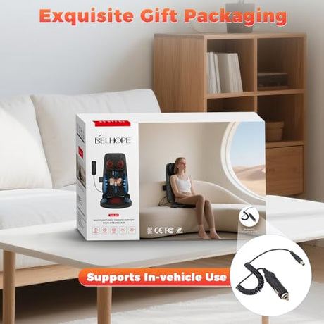YOSSMO Shiatsu Neck and Back Massager with Heat, 8D Kneading Massage Chair Pad for Pain Relief Deep Tissue, Home Office Full Body Relaxation, Practical Gifts for Mom Dad Men Women YOSSMO