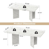 Zevemomo 63"-78.7" Expandable Dining Table, 4-8 Extendable Dining Table, Conference Table with Slide Track, Wooden Farmhouse Kitchen Table with Sturdy Base for Office, Living Room-White Zevemomo