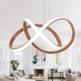 MAYNA Modern LED Chandelier, LED Pendant Light in Wood Finish, Adjustable Height Chandeliers with Irregular Ring, Modern Chandeliers for Dining Room Kitchen Island Living Room Bedroom, 6000K Daylight MAYNA