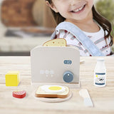 PairPear Pop up Toaster Play Kitchen Playset - Wooden Toy Food 11 Accessories for Kids PairPear