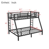 Bellemave Twin XL Over Queen Metal Bunk Bed with 2 Side Ladder, Guardrail and Metal Slats, Heavy Duty Metal Bunk Bed Frame for Kids, Teens and Adults, Twin XL-Over-Queen Bellemave