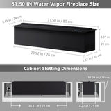 Water Vapor Fireplace Recessed Realistic Atomized Flame, Electric Fireplace with Manual Water Control and Remote Control,with 5ft Power Cord,Size: L31.5 x W7.87x H8.27 in Mexhom