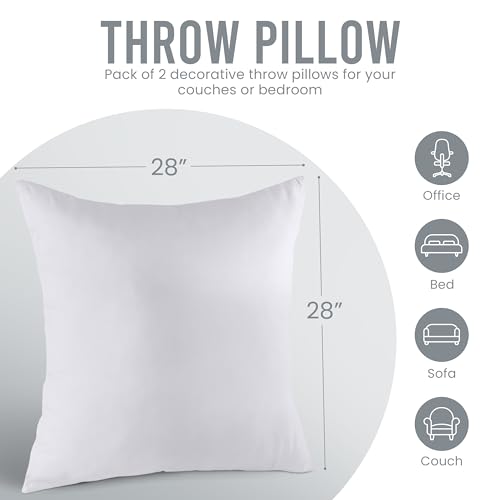 Utopia Bedding 28x28 Pillow Inserts, Set of 2, White – Indoor Decorative Throw Pillows for Bed, Sofa & Couch – Soft, Supportive & Fluffy Cushion Inserts Utopia Bedding