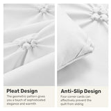 UNIKOME Queen Comforter Set White - Ultra Soft Boho Pintuck Down Alternative Bedding Set for All Seasons, 3 Pieces Lightweight Warm Pinch Pleat Bed Set with Comforter, 2 Pillowcases UNIKOME