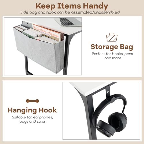 Tangkula 60" Conference Desk Set of 6, Modern Boardroom Desk with Storage Bag, Headphone Hook, Sturdy Metal Frame, Rectangular Seminar Table with Charging Station Tangkula