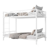 IDEALHOUSE Metal Bunk Bed Twin Over Twin, Modern Heavy Duty Bunkbeds with Safety Guard Rails & Space-Saving Design, Steel Twin Bunk Beds for School, Bedroom, White IDEALHOUSE