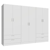 Madesa Wardrobe Armoire Closet, 6 Doors 4 Drawers Bedroom Storage Cabinet, 94 Inch Wooden Clothing Organizer with Shelves Hanging Rod, White Madesa