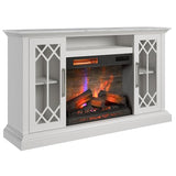 duraflame® Electric Fireplace Farmhouse Media Console for 65 Inch TVs with Glass Doors, Bright White Duraflame