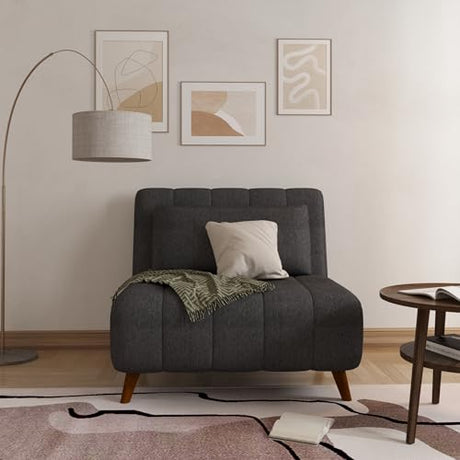 Artdeco Home 40" W Convertible Futon Chair with Matching Pillow(s) for Small Space Living Room and Apartment (03 Charcoal) A Artdeco Home