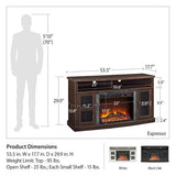 Ameriwood Home Barrow Creek Fireplace TV Stand for TVs up to 60 Inch, Replaceable Electric Fireplace Insert Heater, Remote Control, Timer, Realistic Log and Flame Effect, Black Oak Ameriwood Home