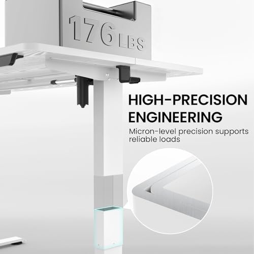 Veken 55 x 23.6 Inch Electric Standing Desk with Adjustable Height, Sit to Stand Computer Table for Study, Work or Gaming, Home Office Desk White Veken