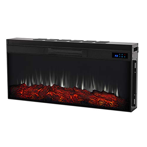 Real Flame Landscape Electric Firebox, Replaceable Fireplace Heater, Realistic Log and Flame Effect, Timer Real Flame