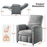 Pipishell Power Recliner Chair for Adults，Electric Recliner with Remote, Adjustable Recline/Footrest, Chenille Fabric,Thick Seat Cushion, Small Recliner for Living Room, Home Theater, Grey