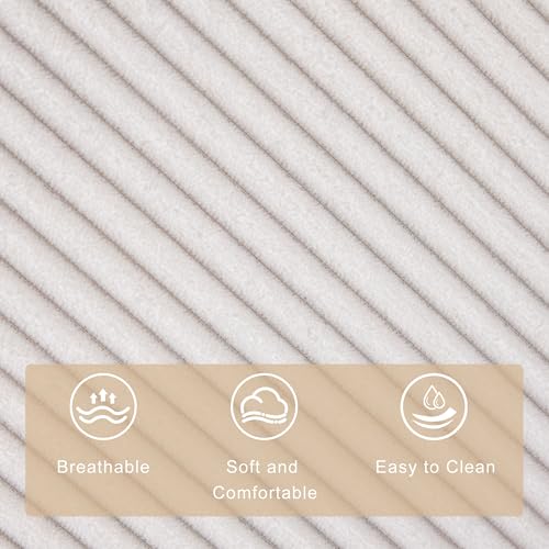GAOHAPY Rocking Recliner Chair,Modern Swivel Glider Recliner Chair,Corduroy Fabric Upholstery Recliner,Manual Reclining Sofa Chair for Living Room,Office,Apartment (Beige)
